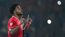 <p>Pemain naturalisasi baru Vietnam, Nguyen Xuan Son melakukan selebrasi setelah mencetak gol ke gawang Thailand dalam laga leg pertama final Piala AFF 2024 yang berlangsung di Viet Tri Stadium, Vietnam, Selasa (02/01/2025) waktu setempat. (AFP/Nhac Nguyen)</p>
