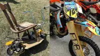 Modifikasi sepeda motor dengan kayu (Sumber: Instagram/fuckyourbikesucks)