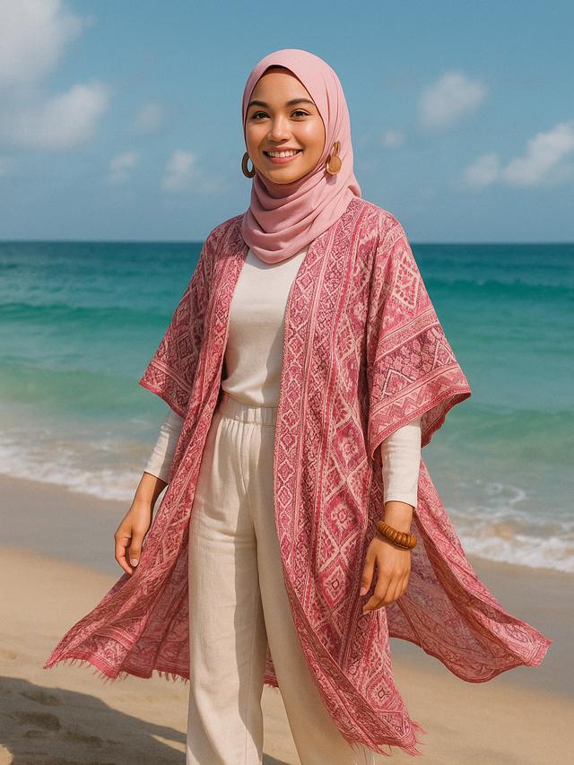 Outfit ke Pantai Hijabers yang Simpel tapi Dijamin Cantik (Foto: Rizka Nur Laily via ChatGPT)