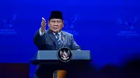 Presiden Prabowo Subianto menyampaikan pidato di acara Kongres VI Partai Demokrat. (Foto: Muchlis Jr - Biro Pers Sekretariat Presiden)