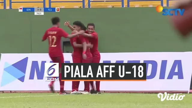 Timnas Indonesia U-18 meladeni Timor Leste di Stadion Go Dau, Thu Dau Mot, pada laga kedua Grup A Piala AFF 2019, Kamis (8/8/2019). Melakoni duel ini, Tim Garuda Nusantara menang 4-0 atas Timor Leste.