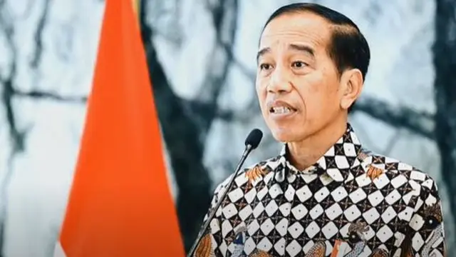 Presiden Joko Widodo atau Jokowi saat memberikan sambutan secara virtual dalam acara Festival Keuangan Ekonomi Digital, Senin (8/5/2023).