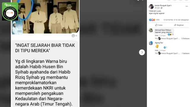 Penelusuran klaim foto ayah Habib Rizieq ikut membantu proklamasi kemerdekaan Indonesia