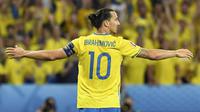 Striker tim nasional Swedia, Zlatan Ibrahimovic. (AFP/Jonathan Nackstrand)
