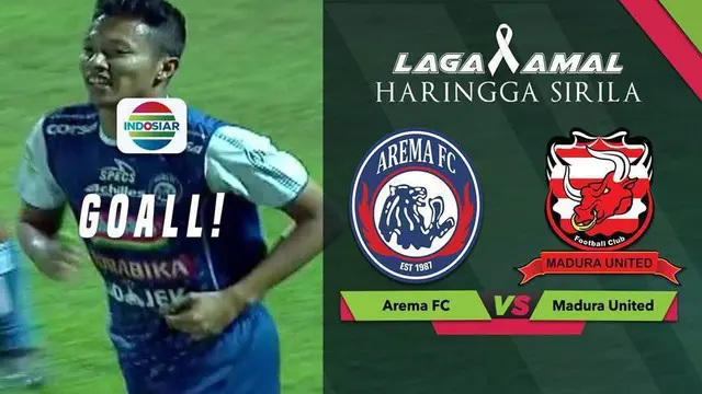 Pertandingan antara Arema FC menghadapi Madura United dalam laga amal untuk Haringga Sirla di Stadion Kanjuruhan Malang berakhir imbang 1-1.