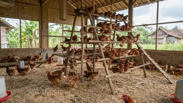 Model Kandang Ayam dengan Tempat Bertengger Bertingkat