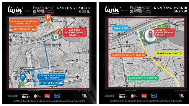 Lokasi Kantong Parkir di Konser Dewa 19. (instagram.com/redline.kreasindo)