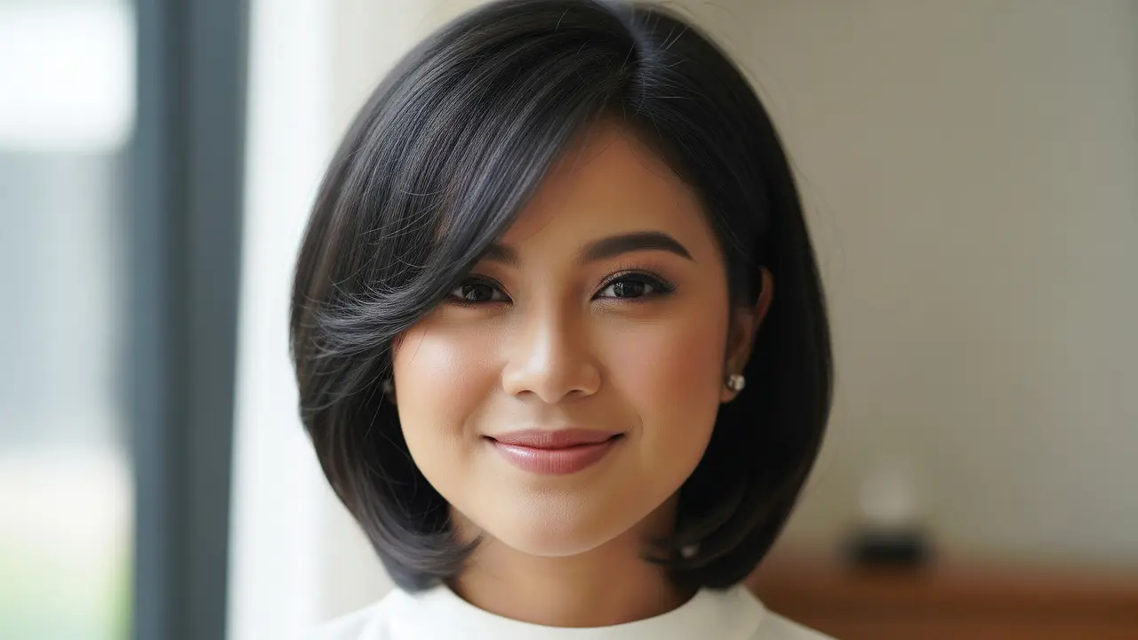 Model Rambut Wanita Pendek Wajah Bulat/ Ilustrasi AI