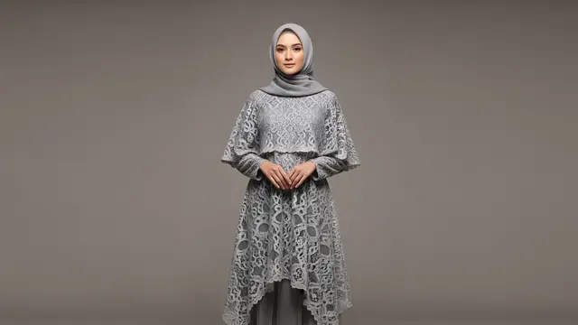 Brokat Modern dengan Jilbab Instan Plisket