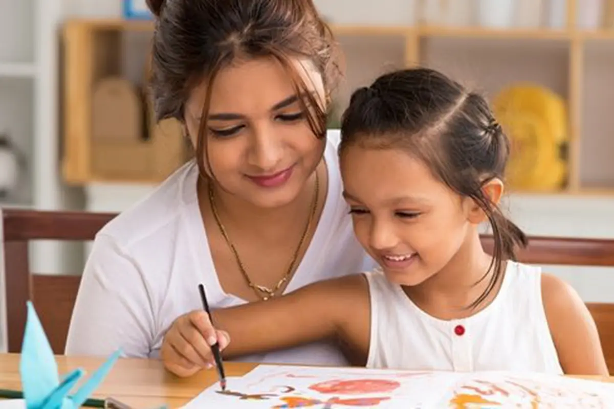 Ilustrasi anak dan ibu.