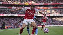 Aksi penyerang Arsenal Viktor Gyokeres di laga lawan Manchester City di pekan kelima Liga Inggris 2025/2026 di Emirates Stadium, Minggu (21/09/2025) malam WIB.