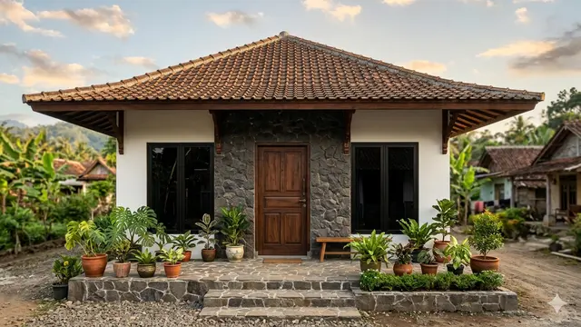 Inspirasi Desain Gambar Rumah Kampung 5x6 Meter Tampak Elegan dari Depan