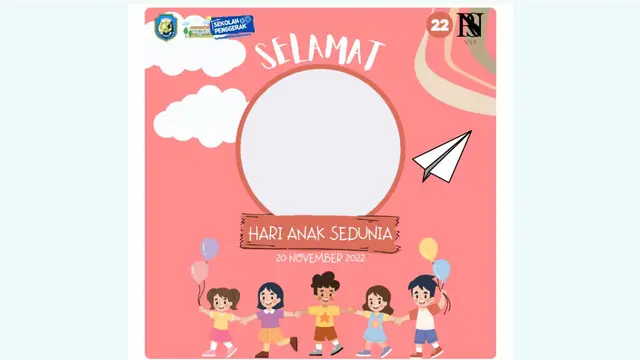 Twibbon Hari Anak Sedunia atau World Children's Day yang jatuh tepat pada hari ini, Minggu (20/11/2022).