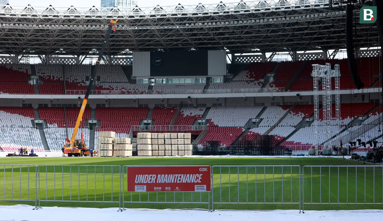 Suasana Stadion Utama Gelora Bung Karno (SUGBK), Senin (13/3/2023). SUGBK merupakan salah satu dari enam venue yang ditetapkan untuk menggelar pertandingan Piala Dunia U-20 2023. (Bola.com/M Iqbal Ichsan)