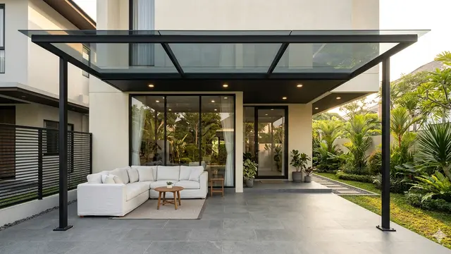 Model Kanopi Teras Minimalis Anti Panas untuk Rumah Hadap Barat. Gemini