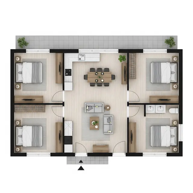 8 Model Denah Rumah Sederhana Kamar 4 Terbaru yang Efisien dan Fungsional