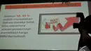 Sebuah slide yang memperlihatkan sebagian besar responden tidak bisa menerima kenaikan harga BBM, Jakarta, Jumat (21/11/2014). (Liputan6.com/Johan Tallo)