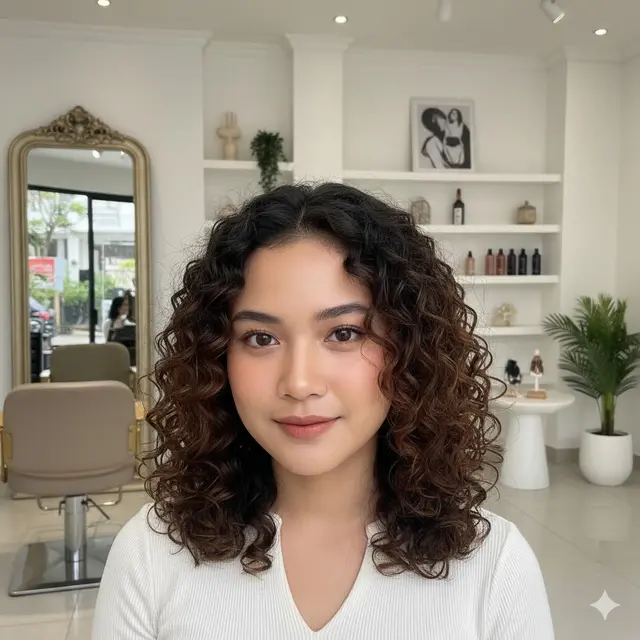 Gaya Rambut Keriting Medium Layer