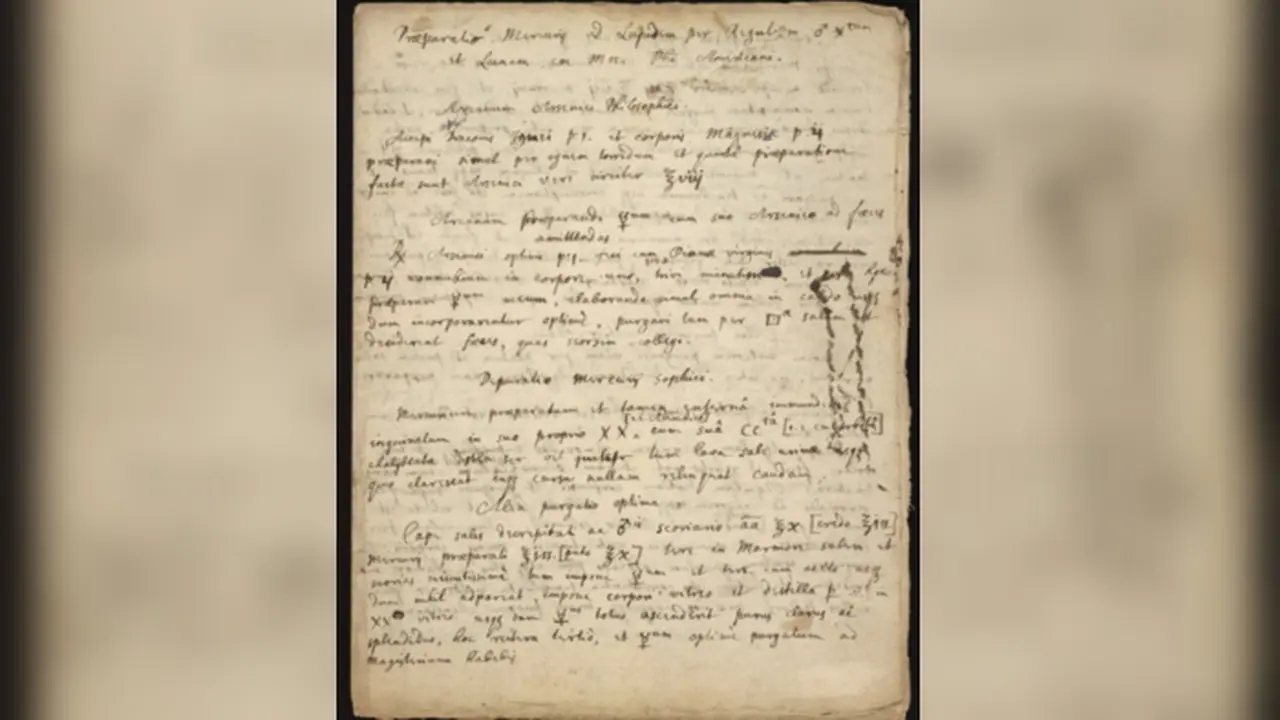Manuskrip tentang alkimia yang ditulis tangan oleh Isaac Newton (Foto: Chemical Heritage Foundation).