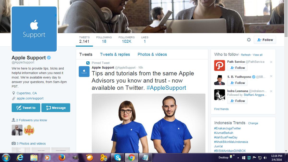 Apple Luncurkan Akun @AppleSupport di Twitter