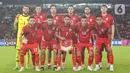 Pemain timnas Indonesia berfoto bersama sebelum melawan Bahrain pada pertandingan kedelapan Grup C putaran ketiga kualifikasi Piala Dunia 2026 zona Asia di Stadion Utama Gelora Bung Karno, Selasa (25/3/2025). (Liputan6.com/Angga Yuniar)