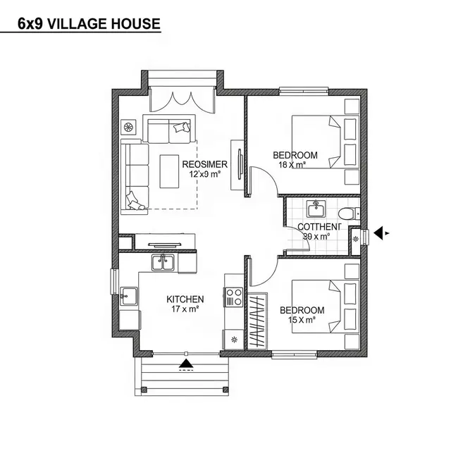 12 Gambar Denah Rumah Sederhana Ukuran 6x9 di Kampung, Hemat Lahan dan