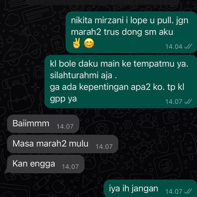Bukti chat Nikita Mirzani dan Baim Wong menyambung tali silaturahmi (Foto: instagram baimwong)