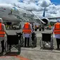 Para jemaah kemudian diberangkatkan ke Asrama Haji Debarkasi Aceh untuk mengikuti proses pemeriksaan kesehatan sebelum dipulangkan ke daerah masing-masing. (Chaideer MAHYUDDIN/AFP)