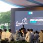 Gubernur DKI Jakarta Anies Baswedan menyampaikan sambutan saat meet and Greet dengan para pembalap Formula E Jakarta. (Liputan6.com/Winda Nelfira)