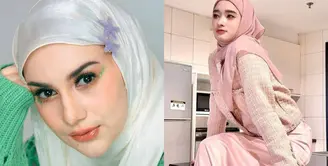 OOTD hijab ala Barbie dengan warna pastel.