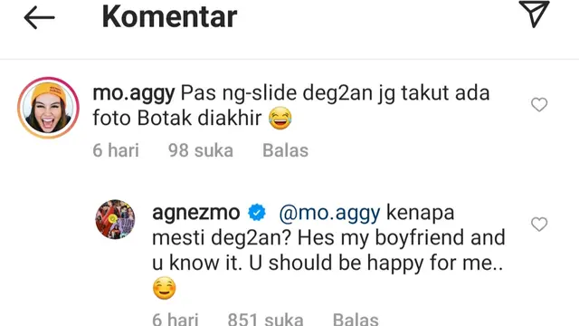 Komentar Agnez Mo. (Foto: Instagram @agnezmo)