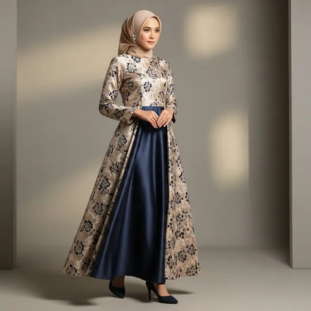 Model Gamis Brokat Kombinasi/Ilustrasi AI
