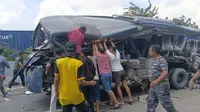 Bus Rombongan TNI AL Tabrakan dengan Truk di Tol Medan, 12 Personel Luka-Luka