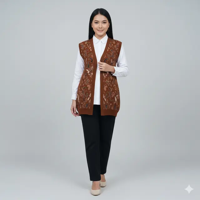 Model Cardigan Batik Wanita Modern untuk Kerja Kantor 2025. Gemini
