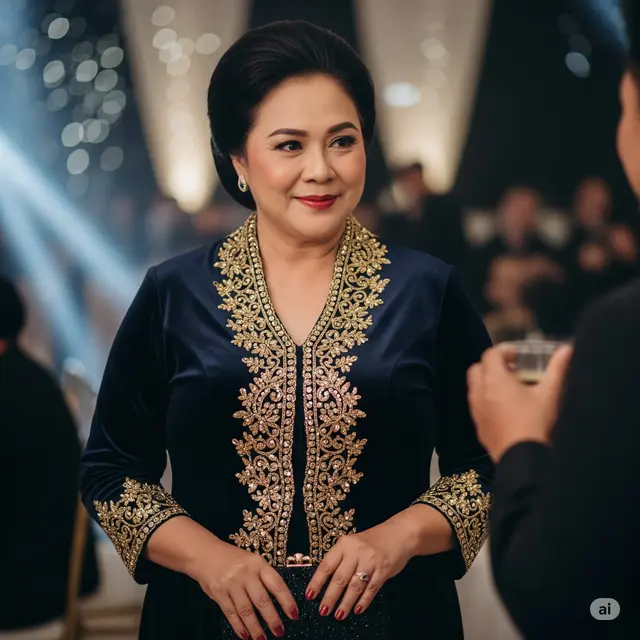 Kebaya Payet Warna Gelap