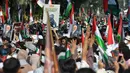 Unjuk rasa tersebut juga untuk mengungkap rasa solidaritas atas tewasnya pemimpin politik Hamas, Ismail Haniyeh. (merdeka.com/Imam Buhori)