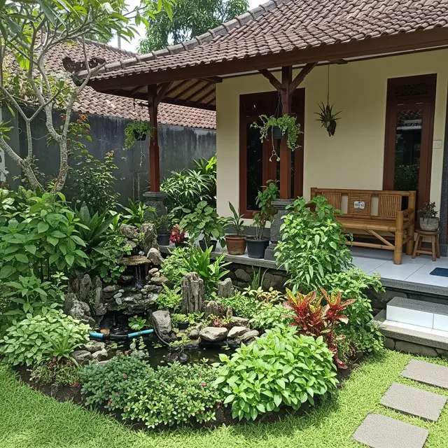 Model Halaman Depan Rumah dengan Tanaman TOGA