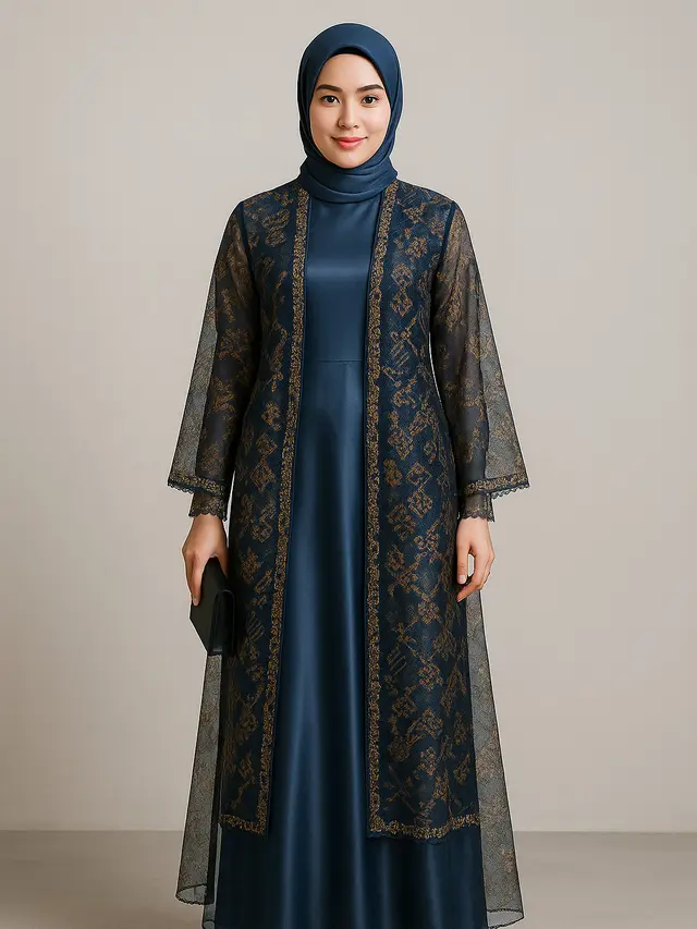 Model Gamis dengan Outer Batik (Foto: ChatGPT)