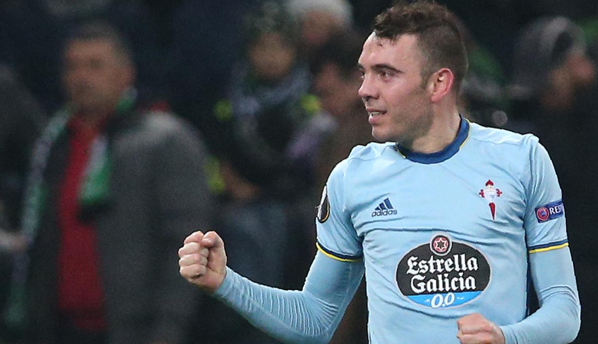 Penyerang Celta Vigo, Iago Aspas mencatatkan namanya pada posisi keempat top scorer La Liga Santander. Iago menorehkan 22 gol selama musim 2017-2018. (AFP/STR)