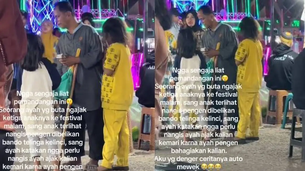 Viral Momen Ayah Tunanetra Ajak Buah Hati Main Ke Pasar Malam Ini Bikin Haru