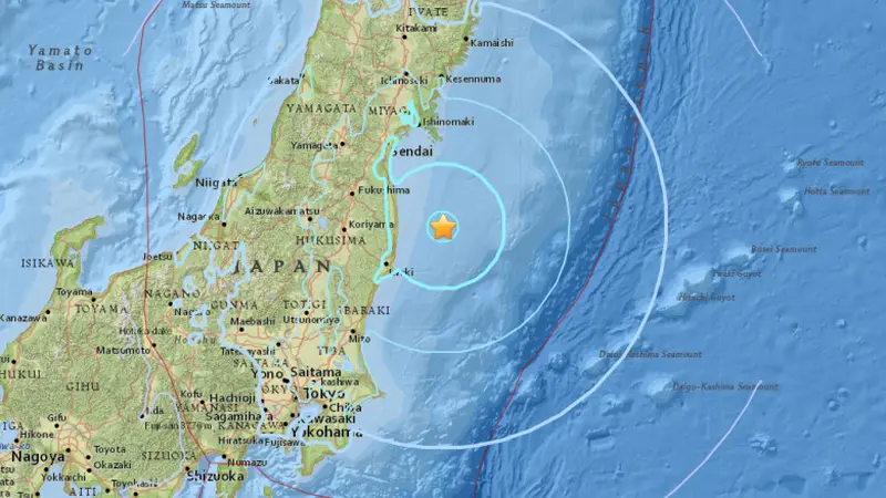 Gempa di Honshu, Jepang. (USGS)