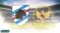 Logo Sampdoria dan Logo Garuda Timnas Indonesia (Bola.com/Adreanus Titus)