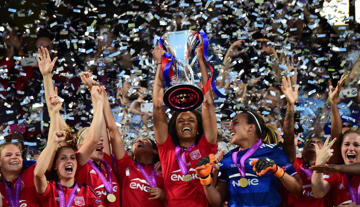 Dominasi Olympique Lyonnais Féminin di liga domestik dan kompetisi Eropa tak tertandingi antara tahun 2015 dan 2020. Mereka sukses memenangkan lima gelar Liga Champions Wanita UEFA berturut-turut dan empat treble kontinental. (AFP/Giuseppe Cacace)