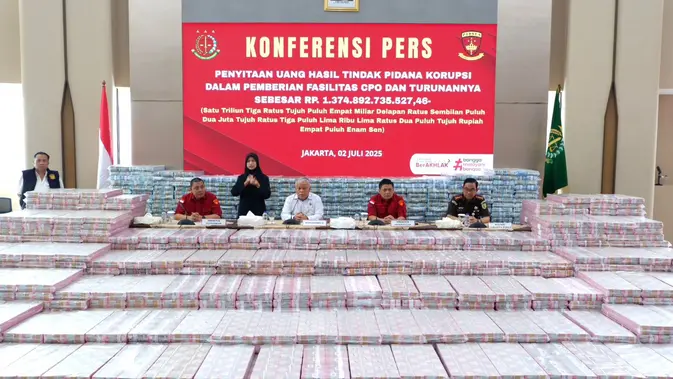 Kejaksaan Agung Sita Uang Rp1,3 Triliun Terkait Kasus Ekspor CPO 12 Korporasi