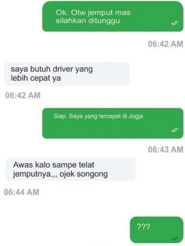 8 Chat Lucu Driver Ojek Online Diminta Menunggu oleh Penumpang