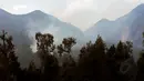 Kepulan asap putih sisa kebakaran masih terlihat di Pos Paltuding, Gunung Ijen, Jawa Timur (18/10/2014). (Liputan6.com/Helmi Fithriansyah)