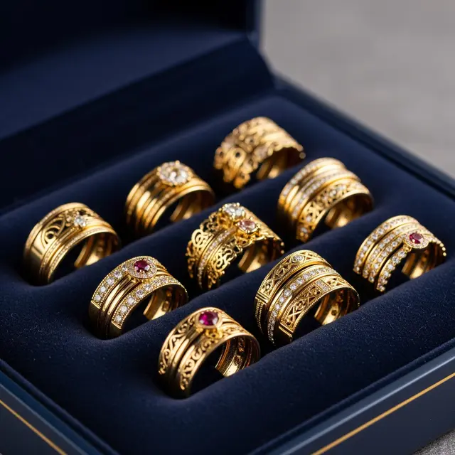 Model Cincin Emas Dubai Terbaru 2025 Model Emas Bertumpuk Stackable Rings