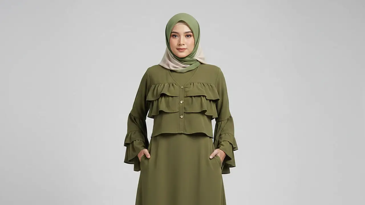 Model Gamis Ruffle Tren 2026. AI