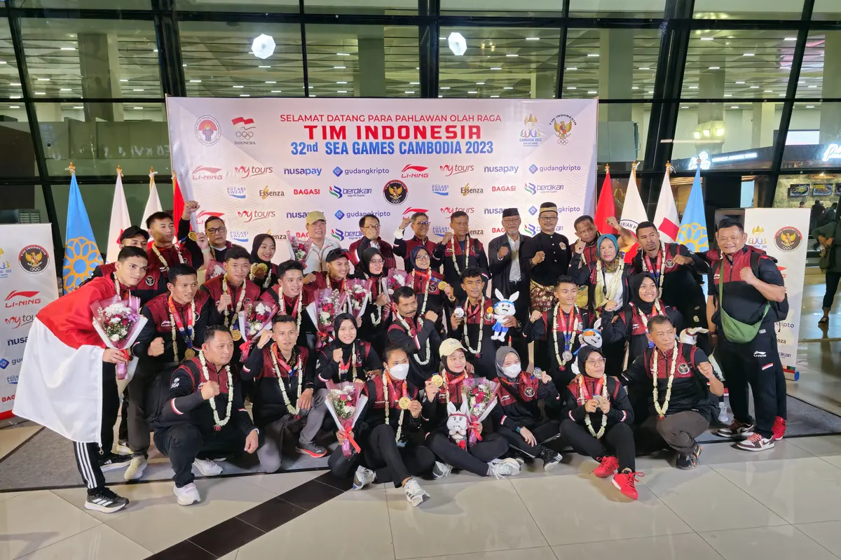 Atlet pencak silat Indonesia sudah tiba di tanah air usai bertanding di SEA Games 2023