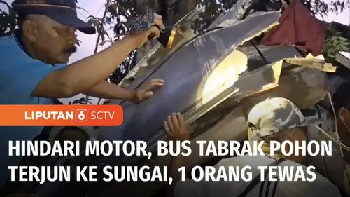 VIDEO: Kecelakaan Maut Bus Terjun ke Sungai di Ngawi, Kernet Tewas dan Sembilan Penumpang Terluka